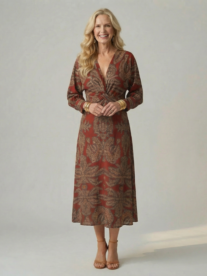 Lune | Robe Midi Portefeuille Naturelle