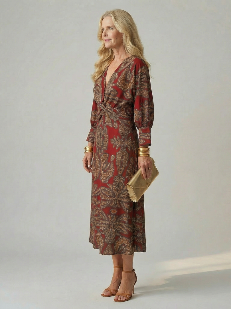 Lune | Robe Midi Portefeuille Naturelle