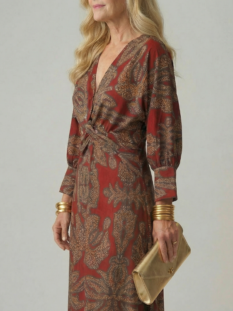 Lune | Robe Midi Portefeuille Naturelle