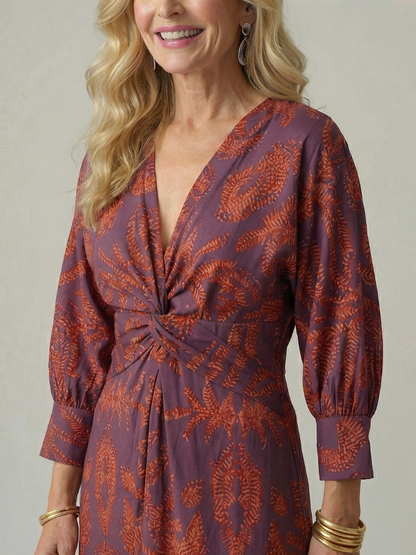 Lune | Robe Midi Portefeuille Naturelle