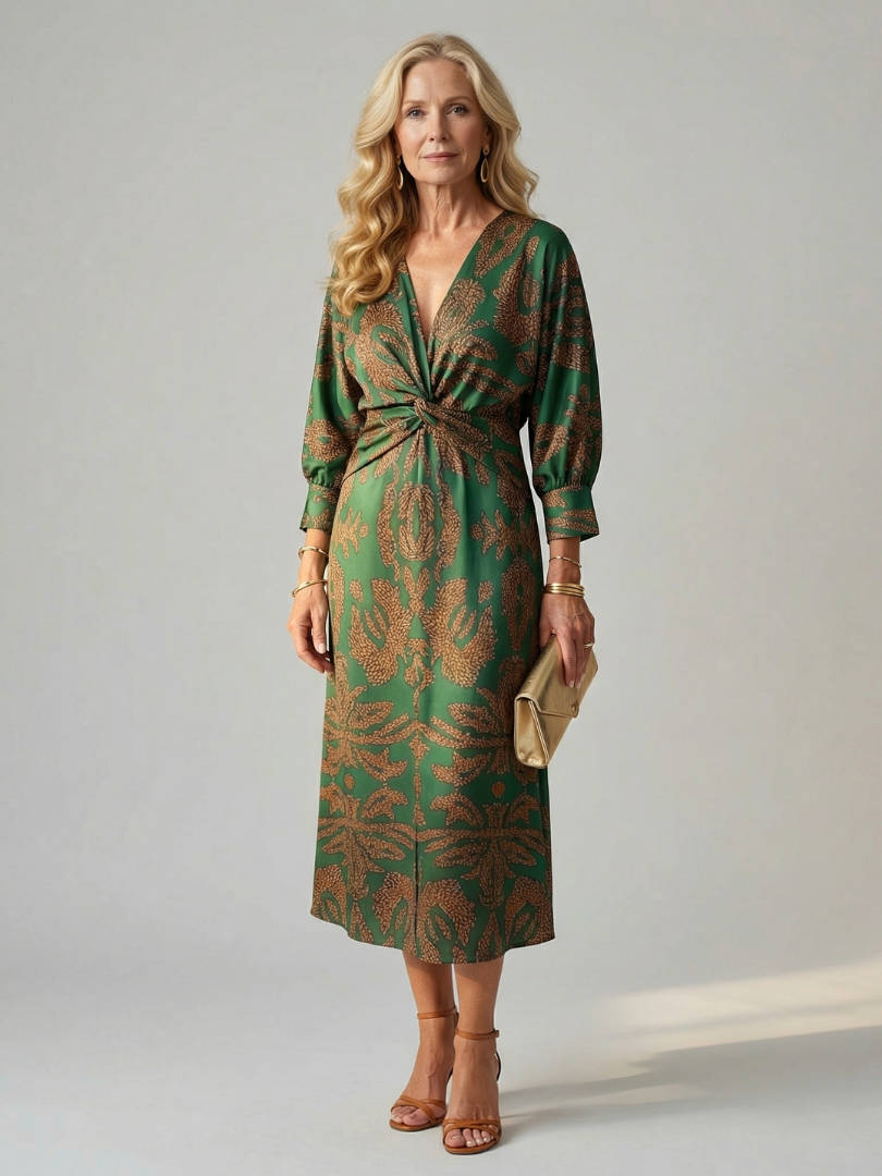 Lune | Robe Midi Portefeuille Naturelle