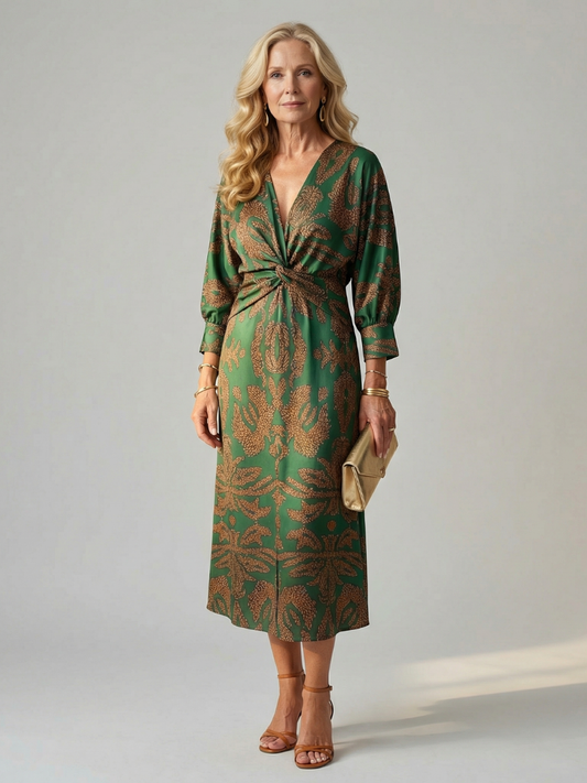 Lune | Robe Midi Portefeuille Naturelle