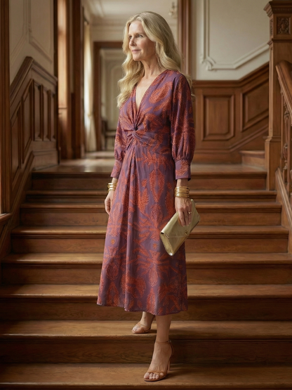 Lune | Robe Midi Portefeuille Naturelle