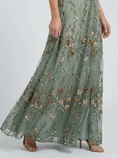 Célestine | Robe Midi Halter Fleurie
