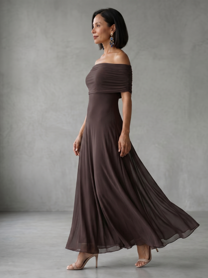 Junie | Robe Midi Drapée Épaules Dénudées
