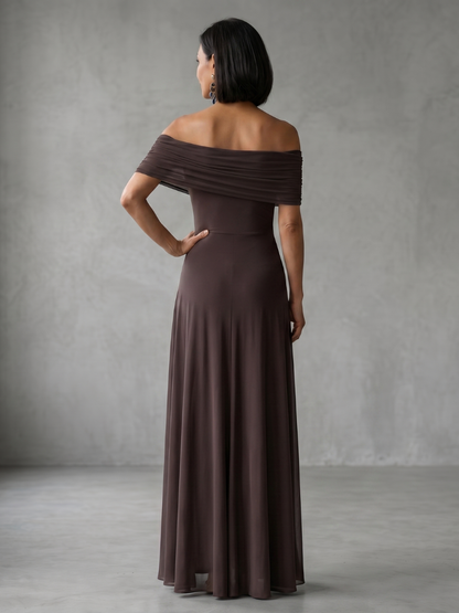 Junie | Robe Midi Drapée Épaules Dénudées