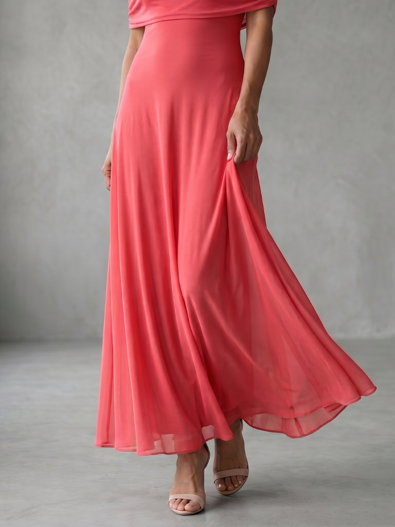 Junie | Robe Midi Drapée Épaules Dénudées